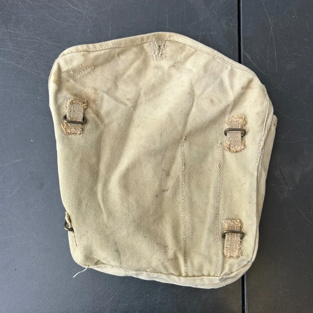 EARLY Vintage Beige Cream Bag Pouch Button Closure Bag Vintage Antique